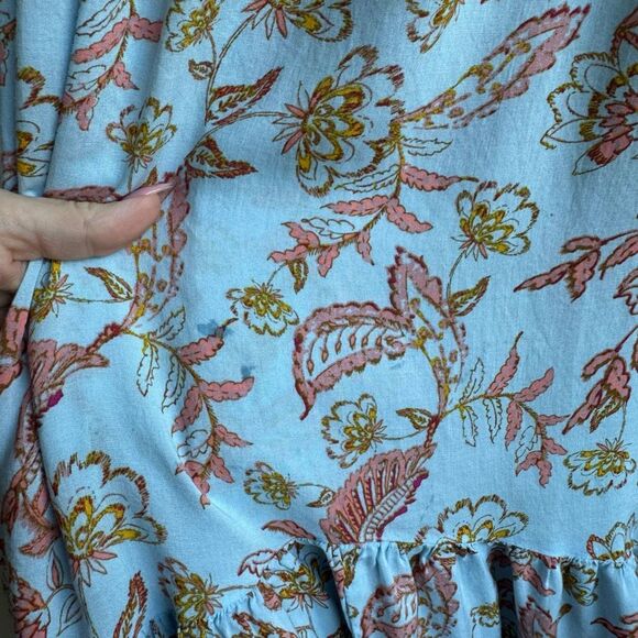 Free People Dress Women XS Blue Heat Wave Floral Smocked Asymmetrical Boho Fairy - Picture 4 of 9